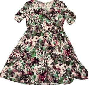 Floral Wrap Dress Knee Length Short Sleeve Size 16W